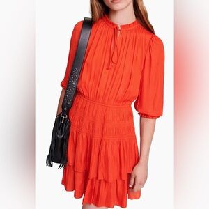 Maje Short Satin Smocked Dress, NWT, XS